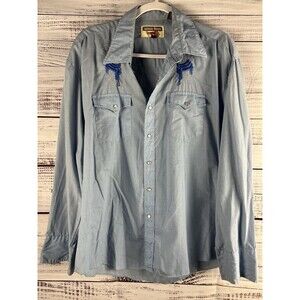 Authentic Western Youngblood  Mens Button Down Shirt Size XL Blue